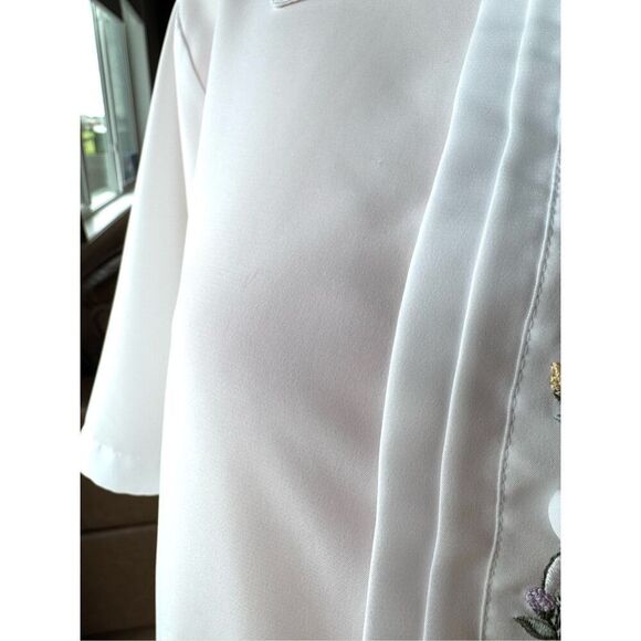 Vintage Yves St. Clair White Floral Embroidered Button Front Blouse Size Large - Picture 6 of 10